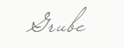 Kursive Unterschrift „Grube“ auf hellem Hintergrund. Titel: Kursive-Signatur-Grube.